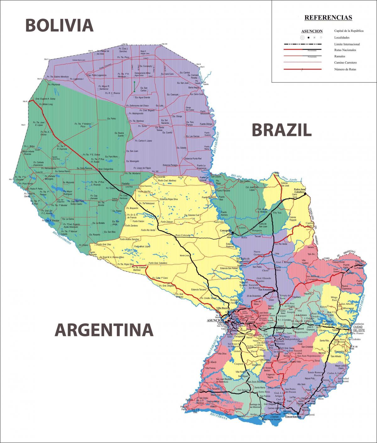 kart over Paraguay