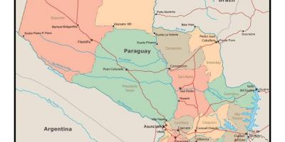 Kart over Paraguay med byer
