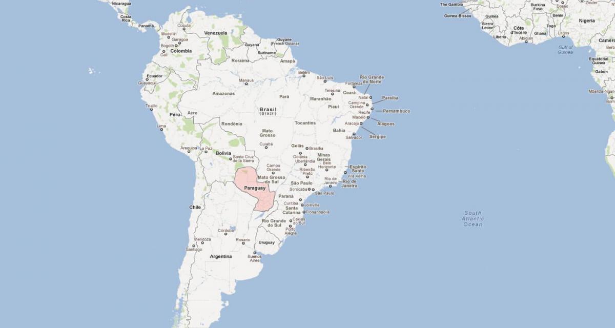Kart over Paraguay sør-amerika