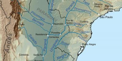 Kart over Paraguay river